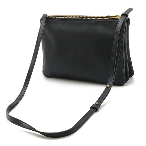 Celine Lambskin Trio Black Leather Large Bag Shoulder - Picture 1 of 7